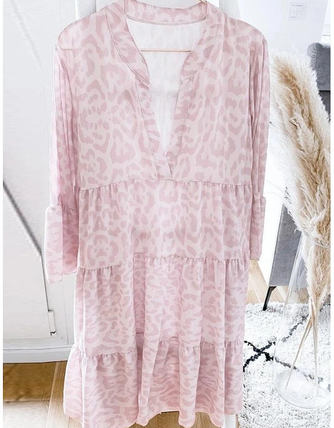 Azura Exchange Leopard Print Ruffle Swing Mini Dress