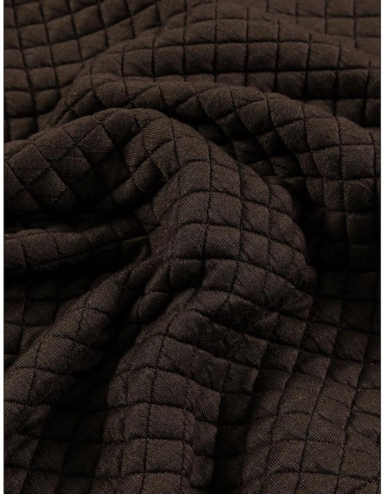 Khaki Printed Plaid Sleeve Patchwork Collared Textured Sweatshirt