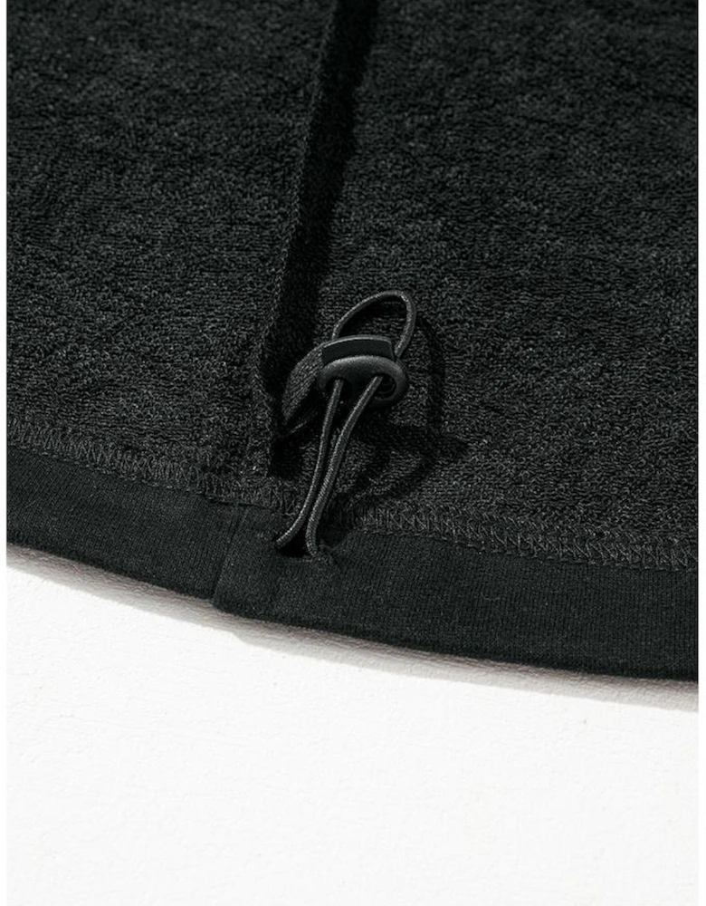 Black Solid Kangaroo Pocket Half Zipper Oversized Hoodie