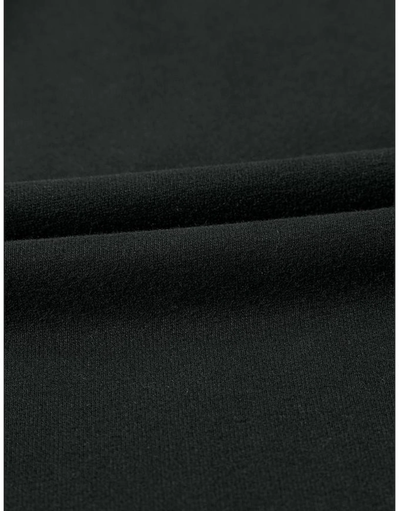 Black Solid Kangaroo Pocket Half Zipper Oversized Hoodie