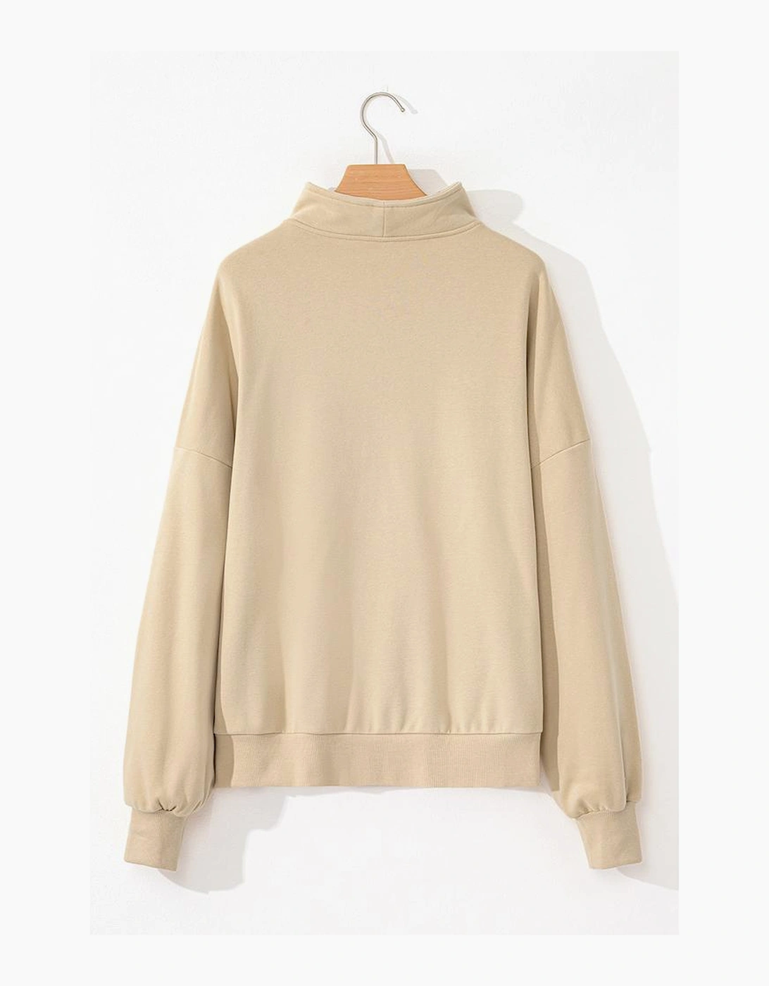 Smoke Gray Zip-up Stand Neck Kangaroo Pocket Sweatshirt