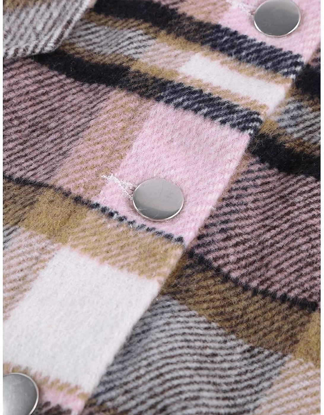Pink Geometric Plaid Print Pocketed Shacket