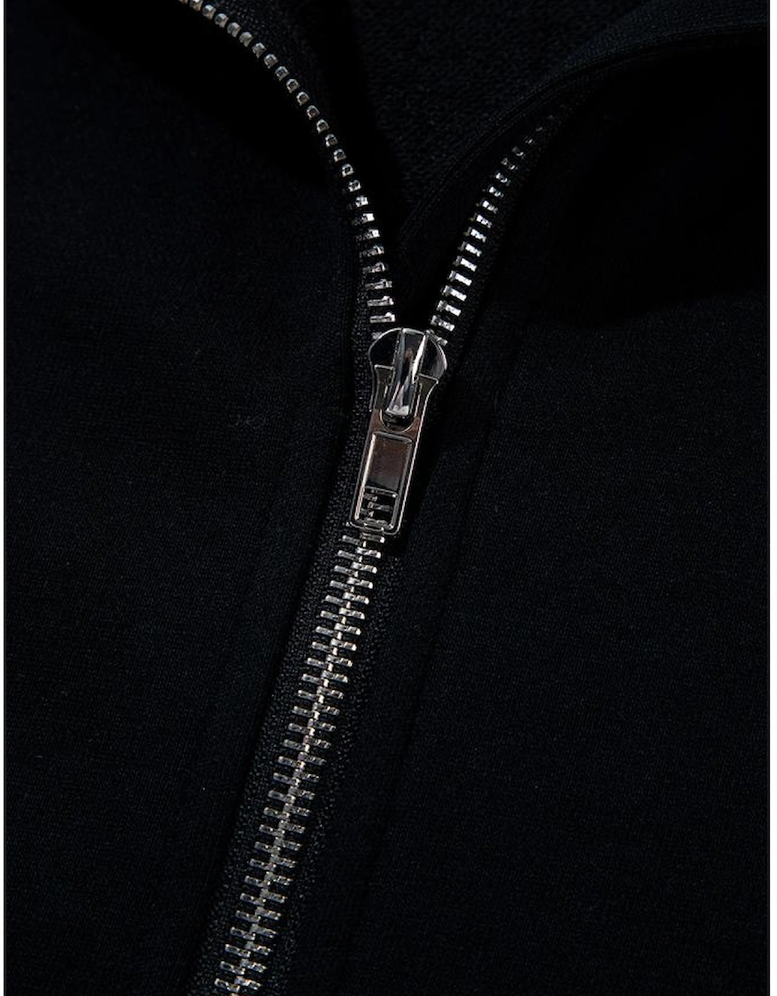 Black Half Zipper Kangaroo Pocket Short Sleeve Hoodie