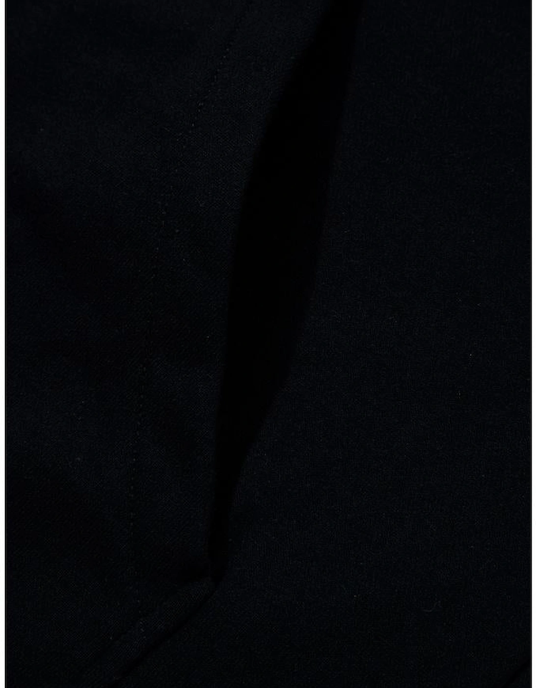 Black Half Zipper Kangaroo Pocket Short Sleeve Hoodie