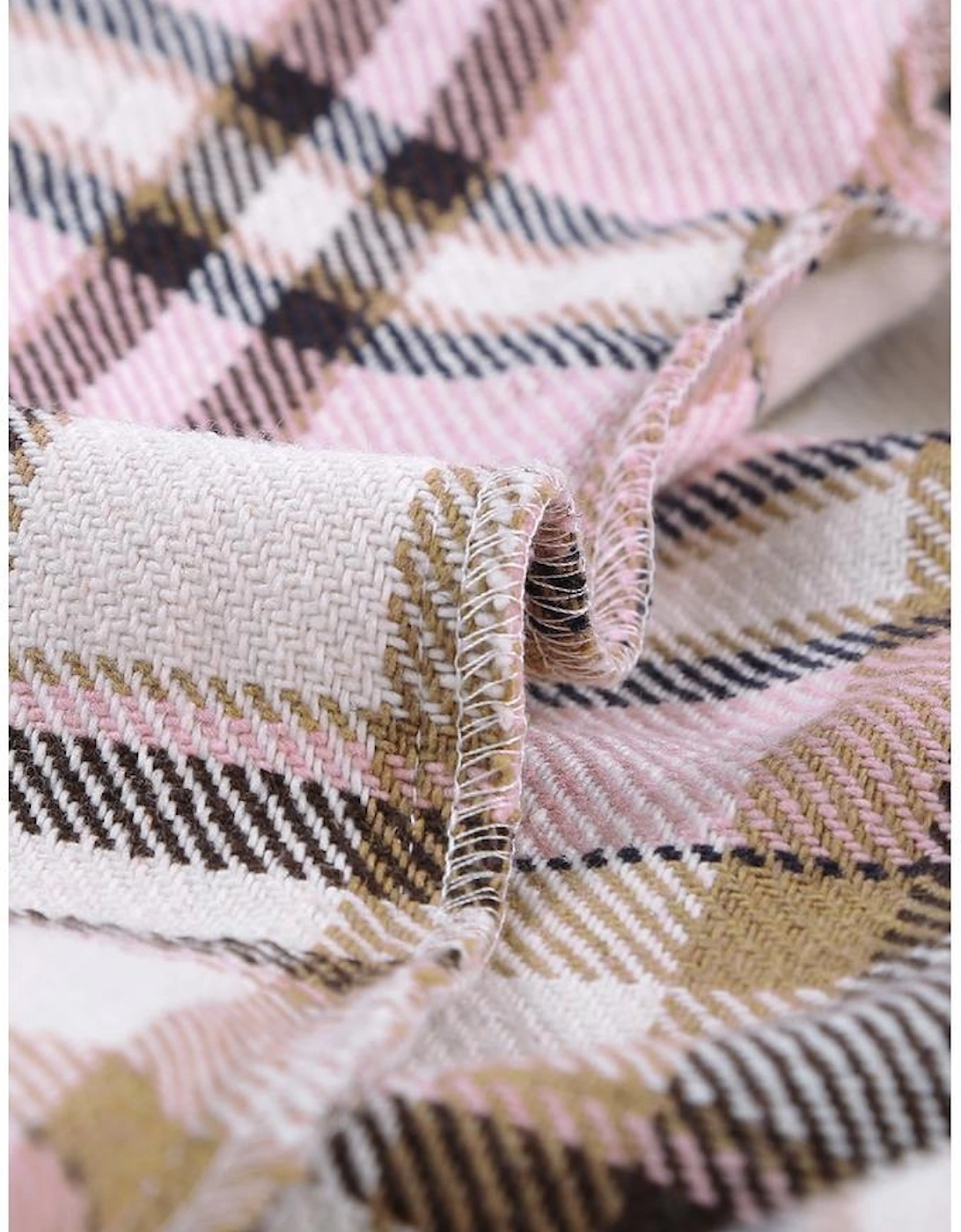 Pink Geometric Plaid Print Pocketed Shacket