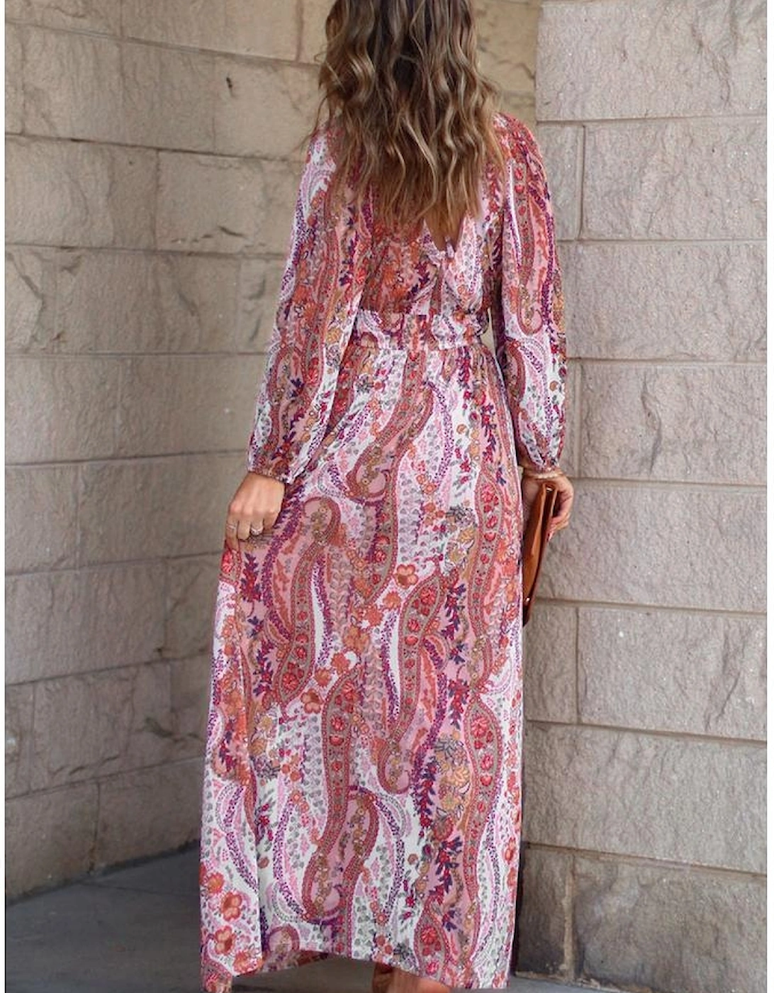 Multicolour Boho Paisley Print V Neck Empire Waist Maxi Dress