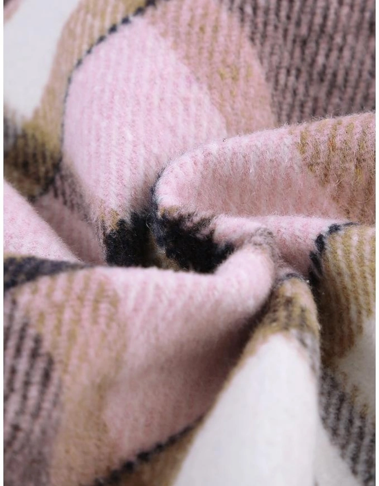 Pink Geometric Plaid Print Pocketed Shacket