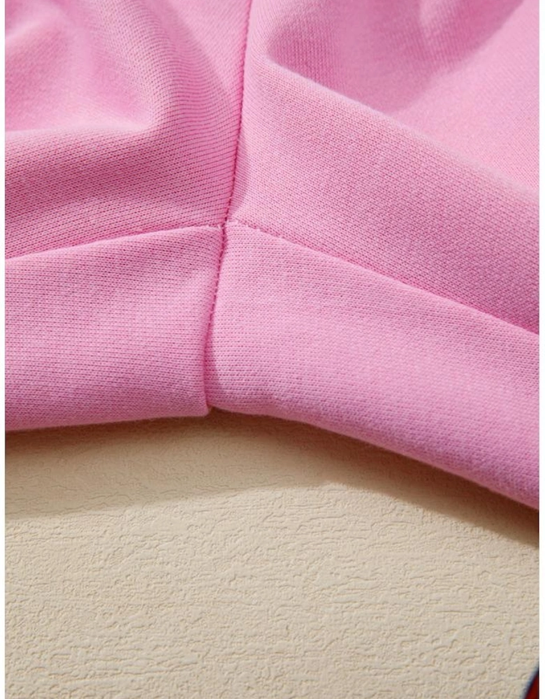 Orchid Bouquet Big Flower Patched Raw Seam Color Block 2 Piece Loose Pant Set