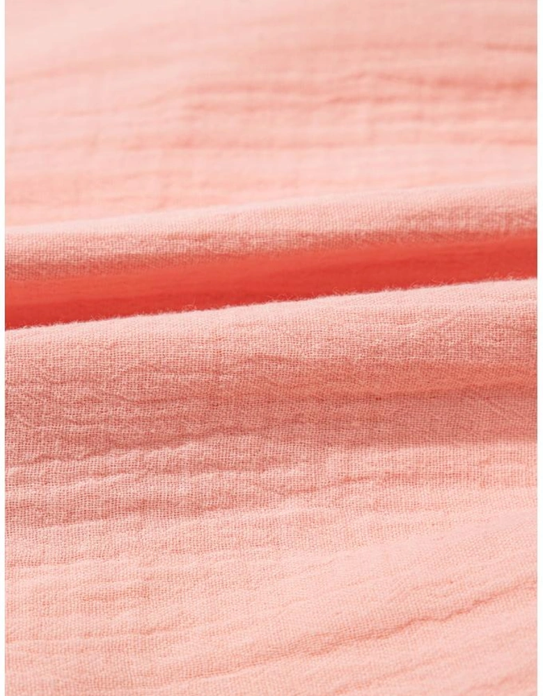 Apricot Pink Plus Size Textured Wide Short Sleeve Babydoll Blouse