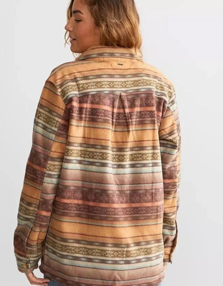 Brown Western Print Fleece Shacket