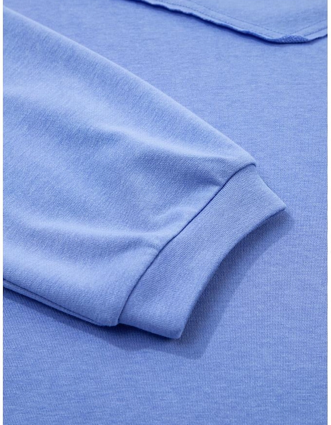 Blue Exposed Seam Floral Mixed Patchwork Relaxed Plus Size Top