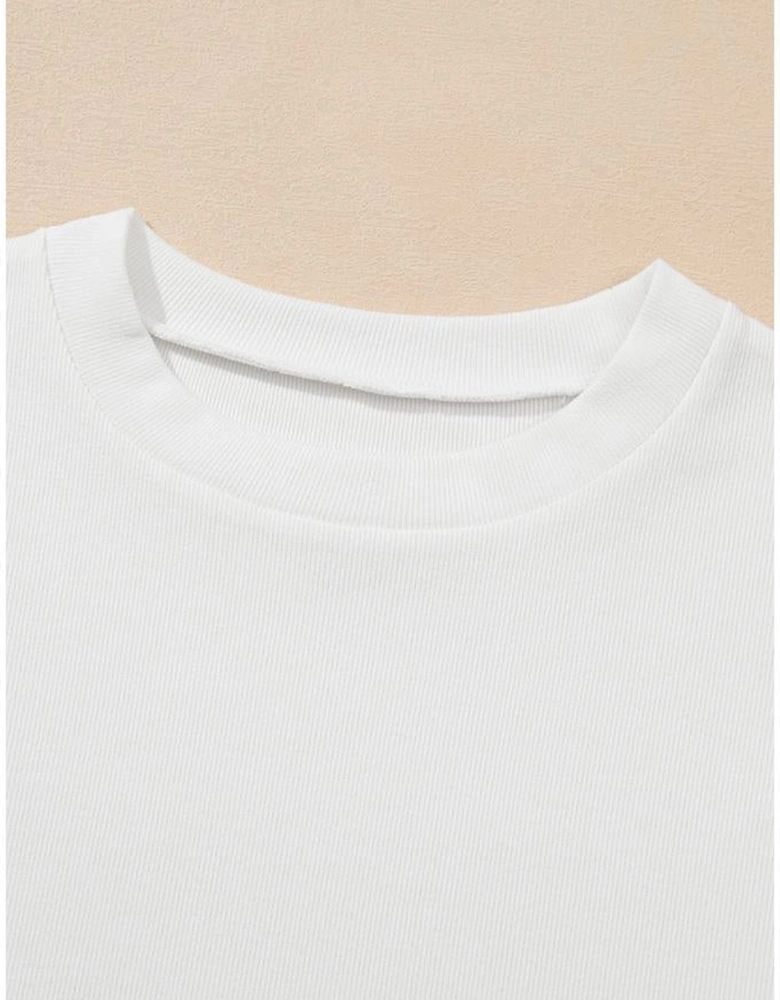 White Contrast Ricrac Floral Sleeve Top