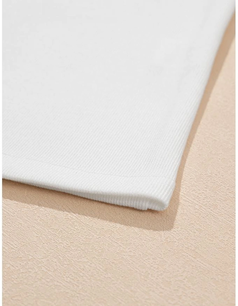 White Contrast Ricrac Floral Sleeve Top