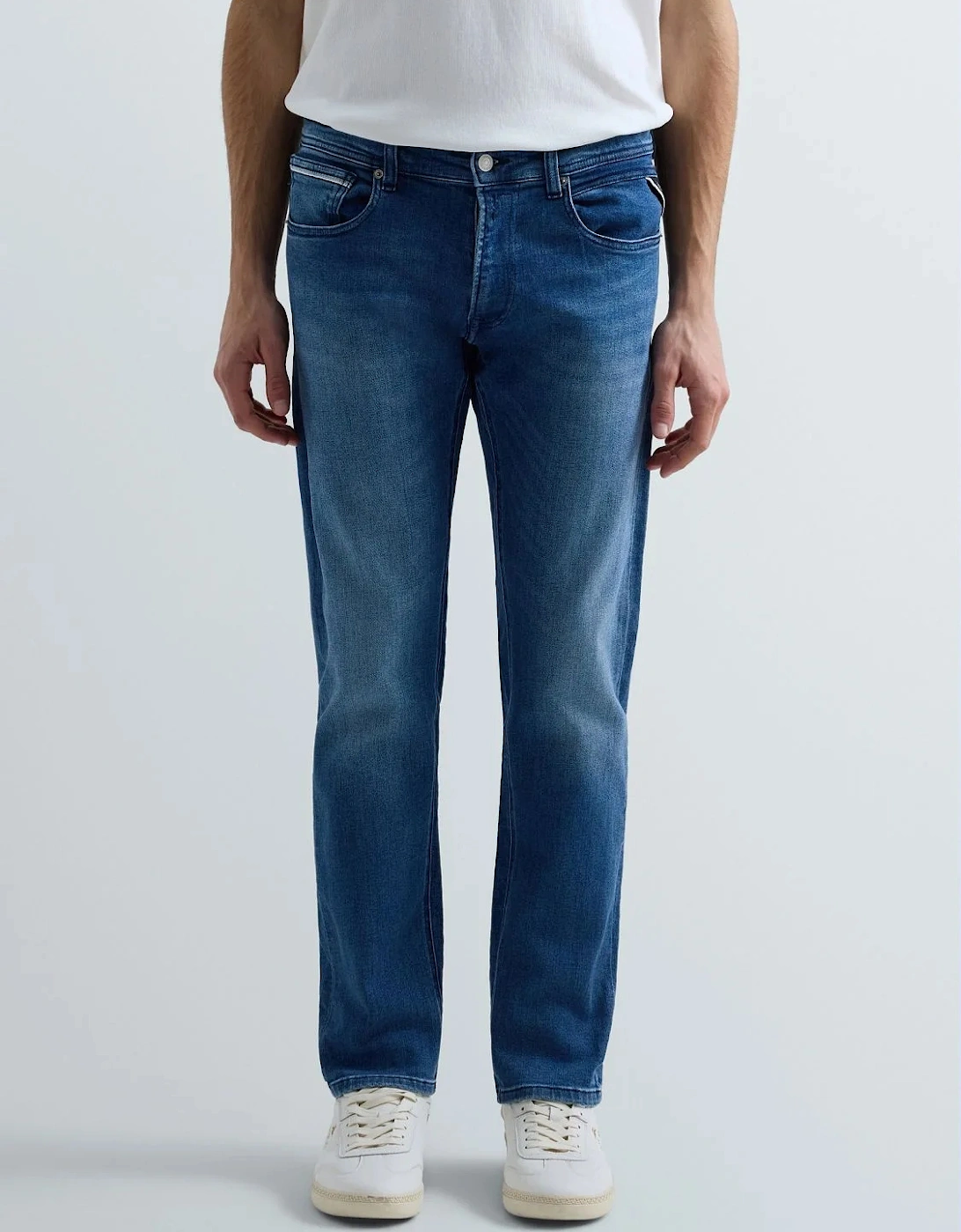 Replay Men's Replay Grover Power Stretch Straight-Fit Jeans - Mid Blue C39.009