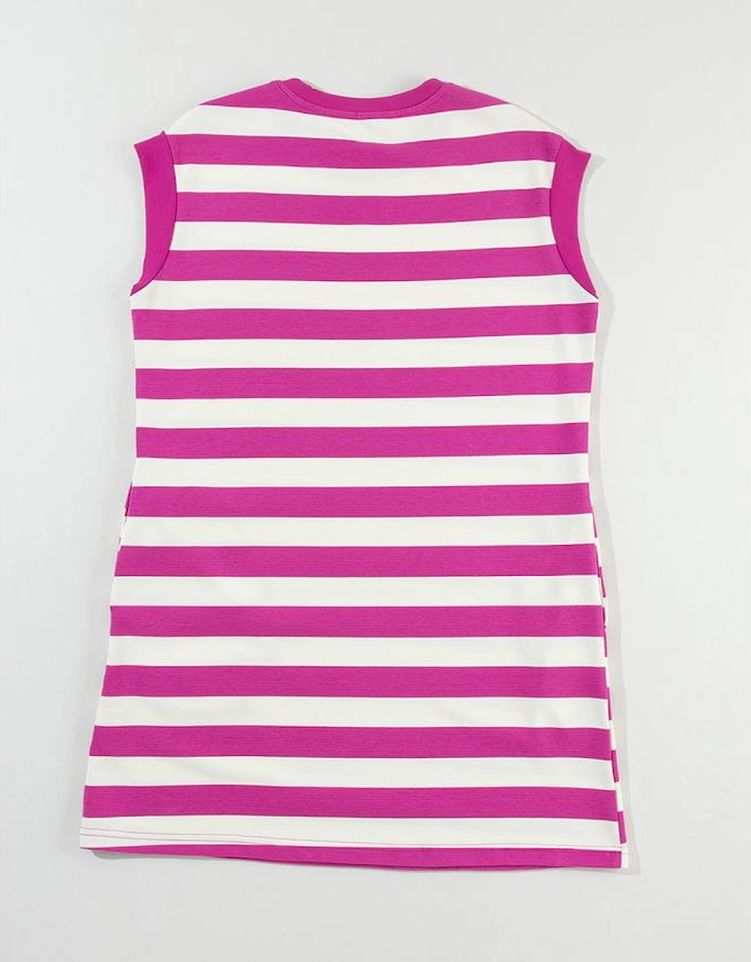 Rose Stripe Cap Sleeve Pocketed Shift T-shirt Dress