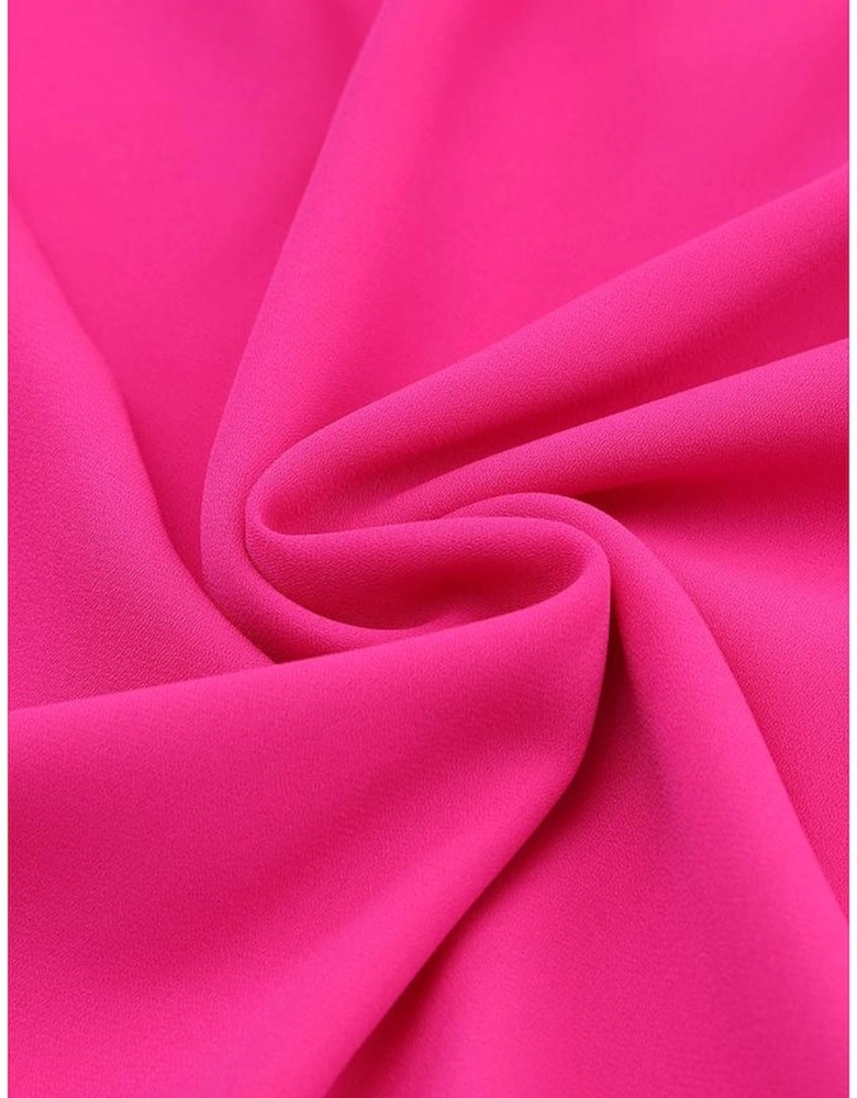 Rose Pleated V Neck Puffy Sleeve Blouse