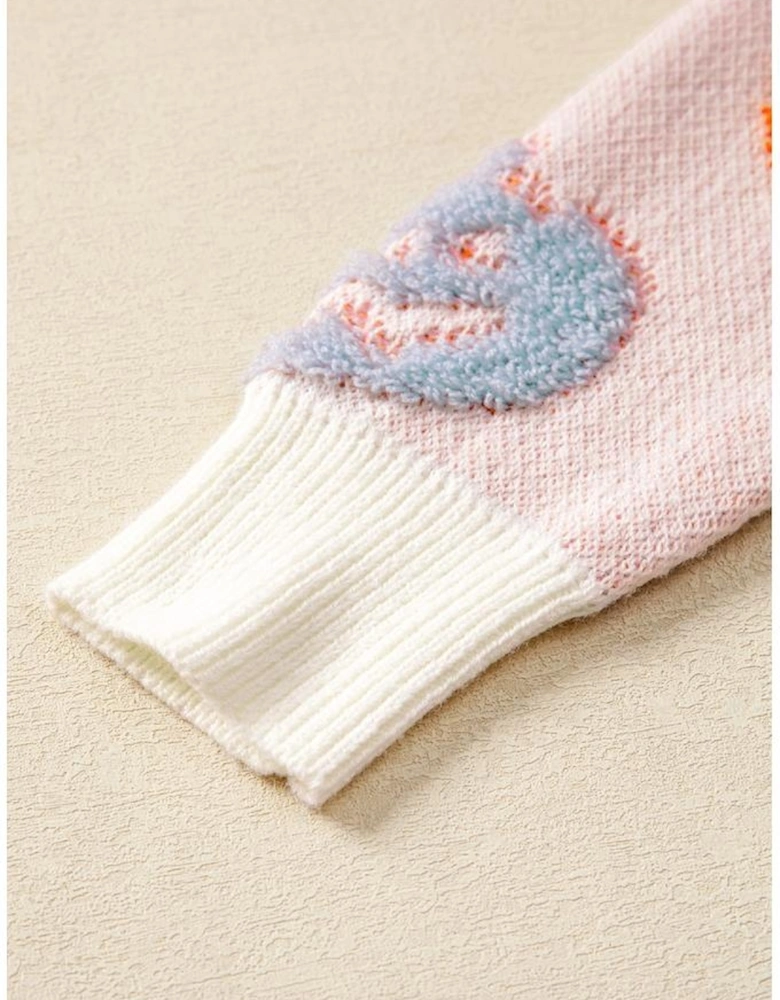 Beige Halloween Cute Pumpkin Pattern Sweater