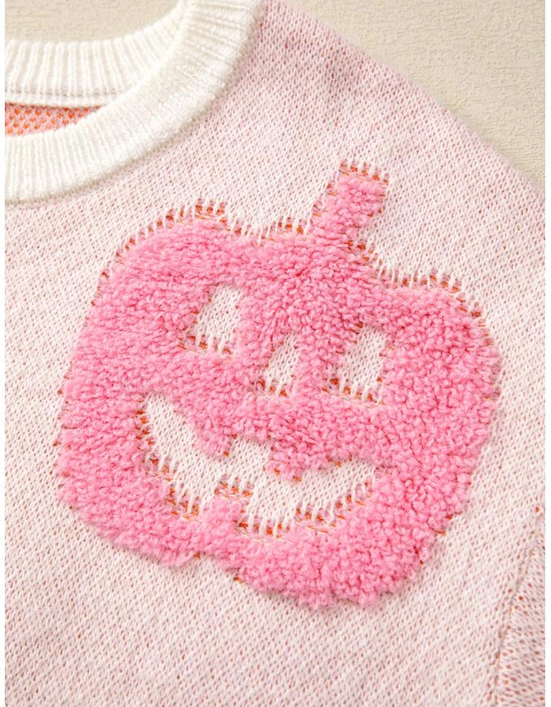 Beige Halloween Cute Pumpkin Pattern Sweater