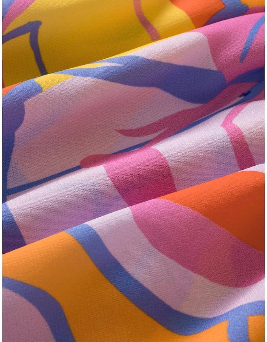 Purple Abstract Print Smock Waist Casual Shorts