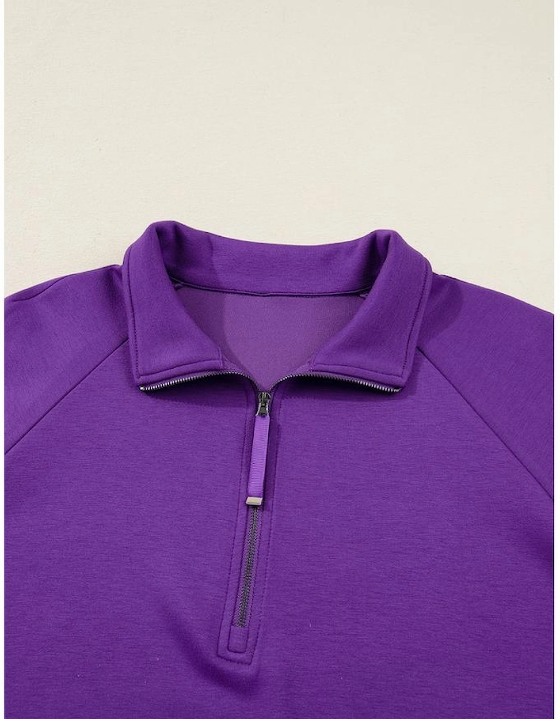 Wisteria Collar Half Zip Pullover Mini Skirt Plus Size 2pcs Set