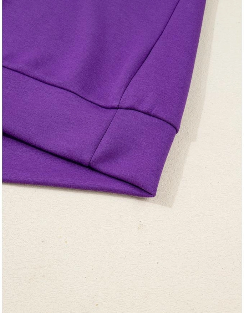 Wisteria Collar Half Zip Pullover Mini Skirt Plus Size 2pcs Set