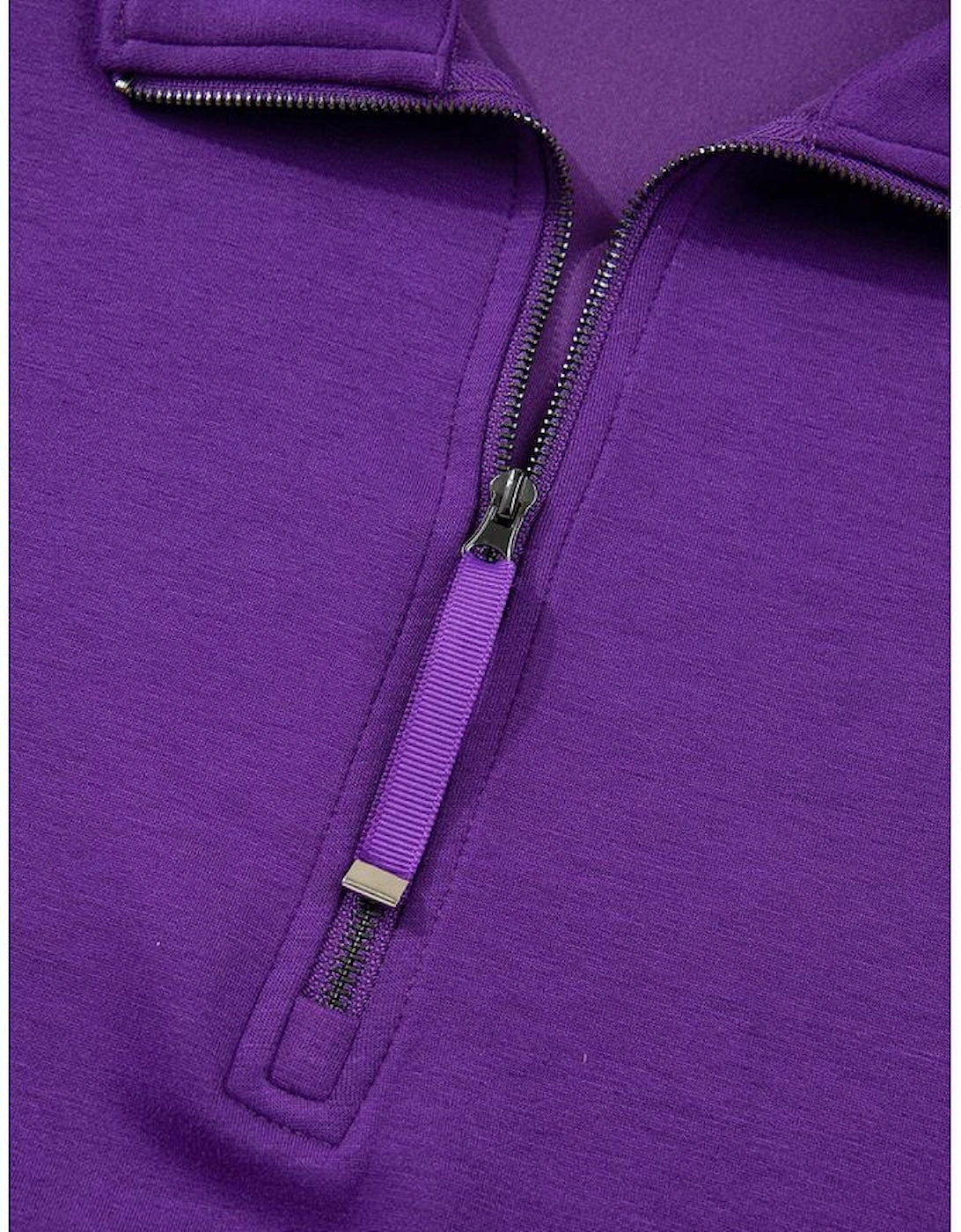 Wisteria Collar Half Zip Pullover Mini Skirt Plus Size 2pcs Set