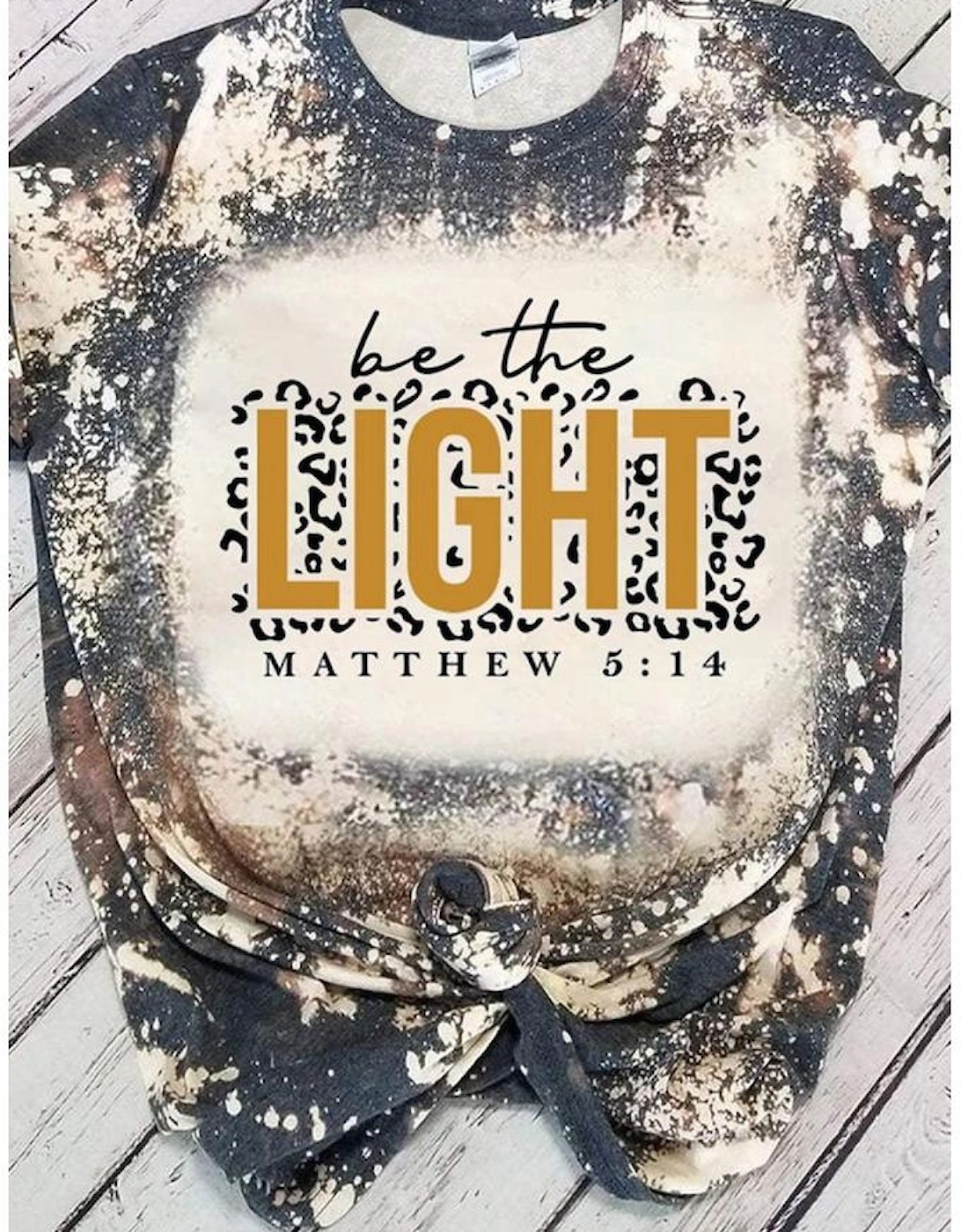 Multicolor LIGHT Letter Leopard Print Color Block Short Sleeve Top, 6 of 5