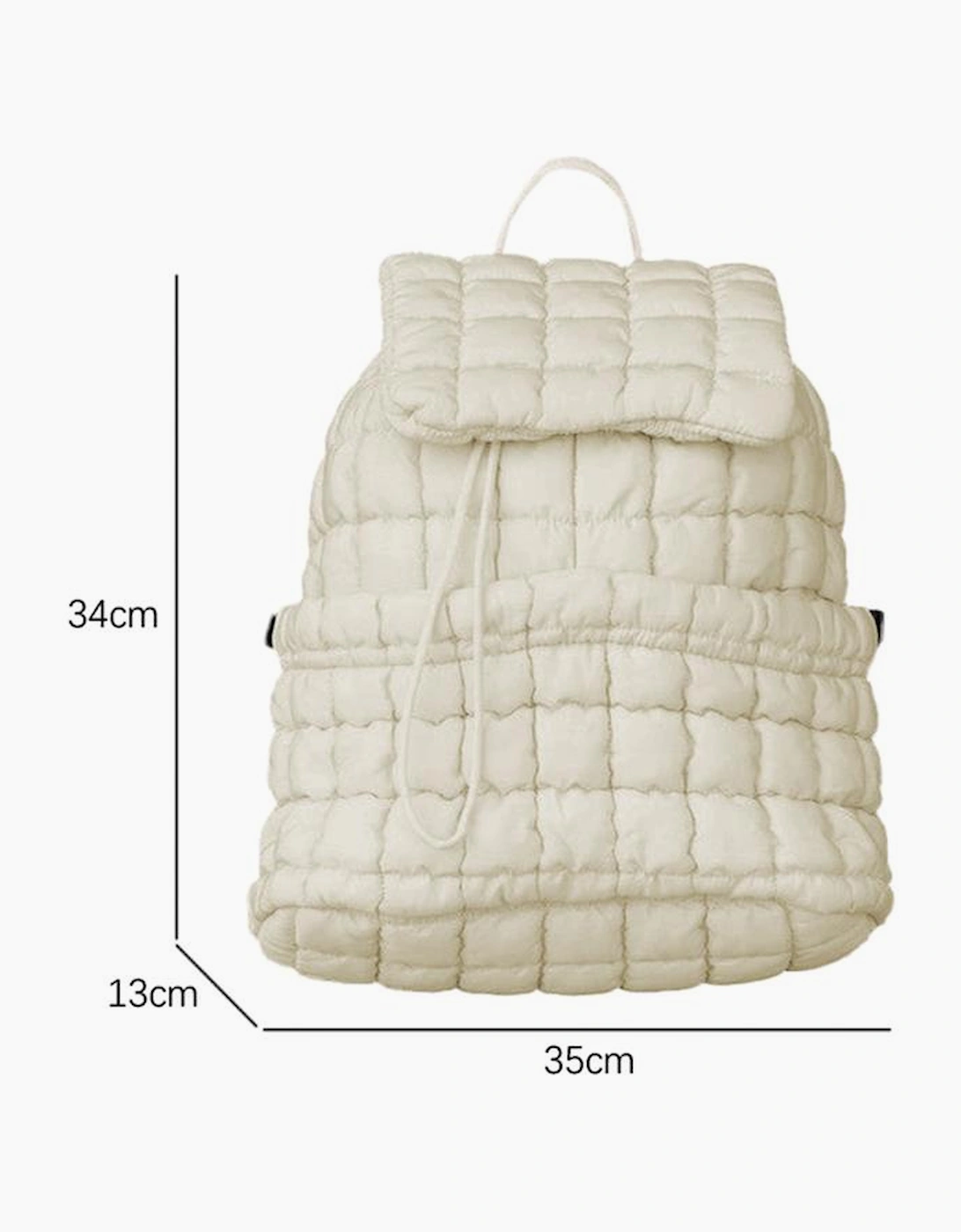 White Solid Flapped Quilted Puffer Backpack