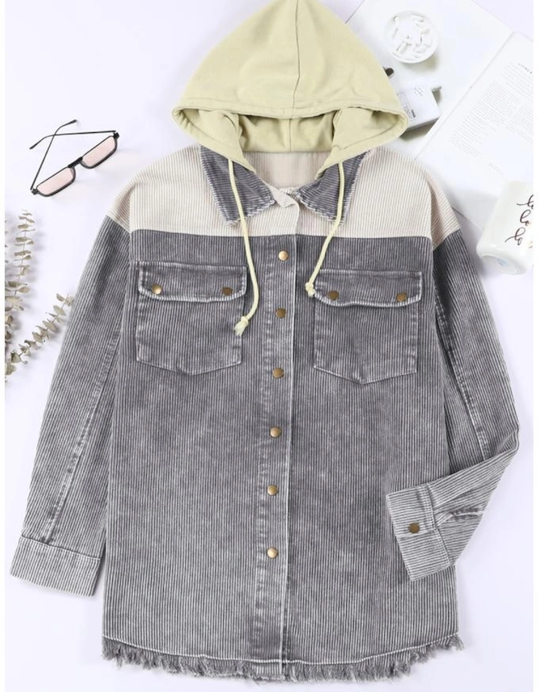 Azura Exchange Button Down Hooded Corduroy Jacket