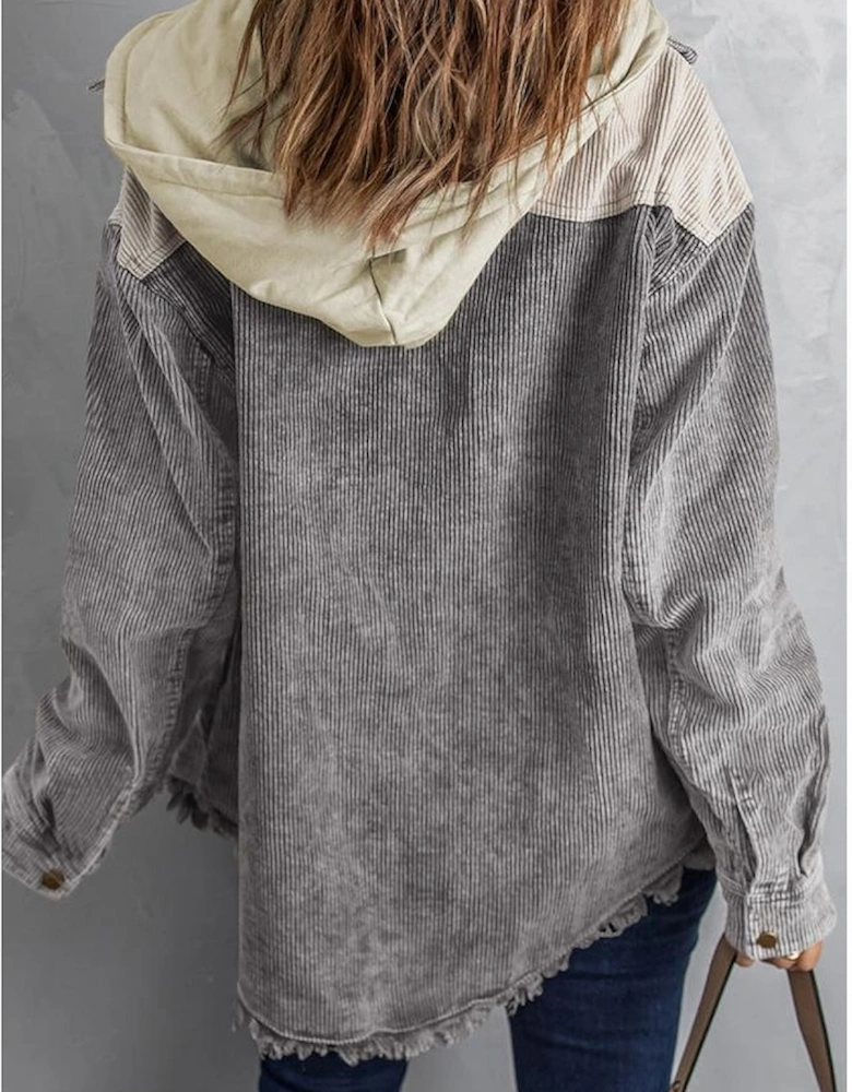 Azura Exchange Button Down Hooded Corduroy Jacket