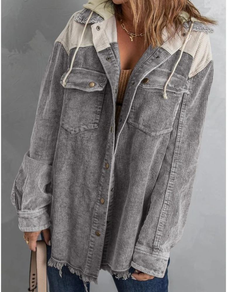 Azura Exchange Button Down Hooded Corduroy Jacket
