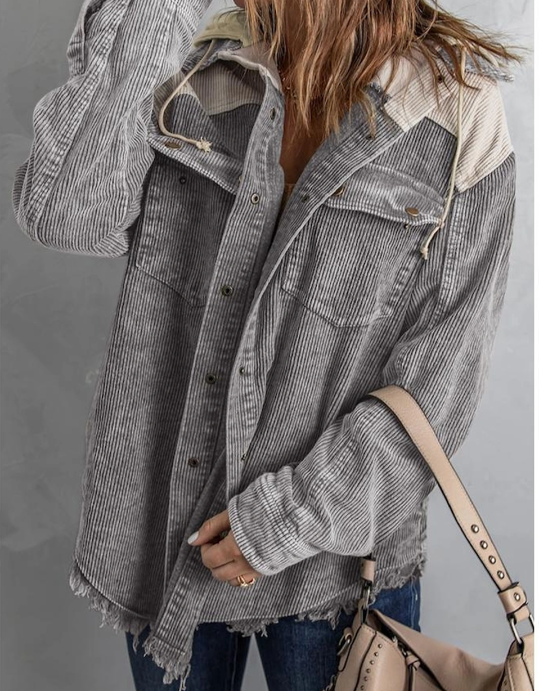 Azura Exchange Button Down Hooded Corduroy Jacket