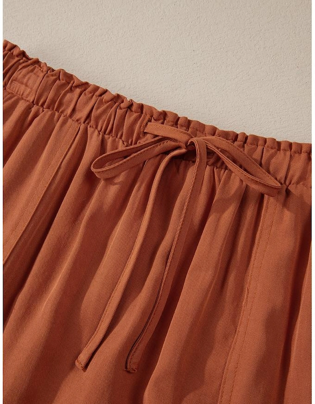 Chestnut Mineral Wash Cargo Pocket Drawstring Waist Maxi Skirt