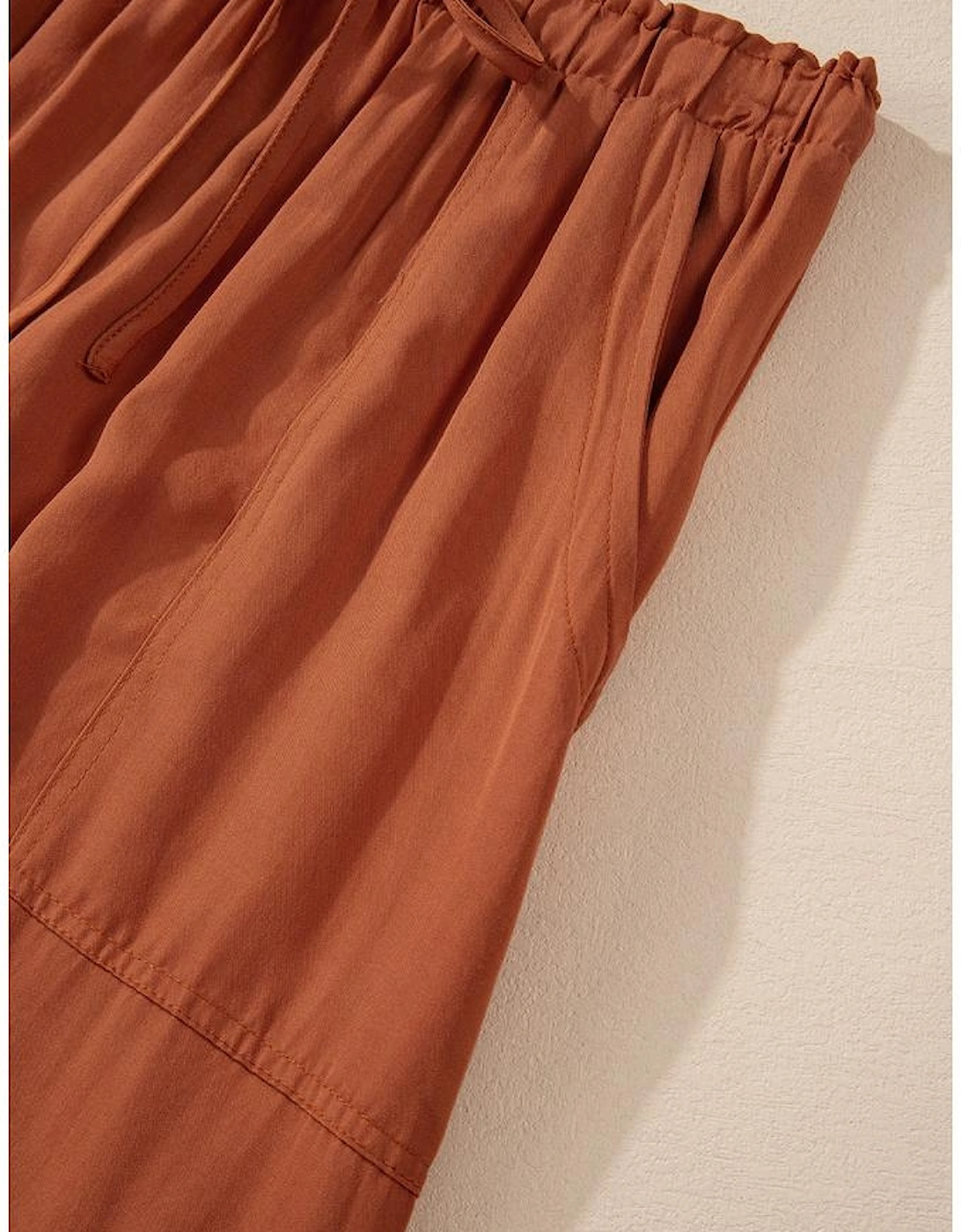 Chestnut Mineral Wash Cargo Pocket Drawstring Waist Maxi Skirt