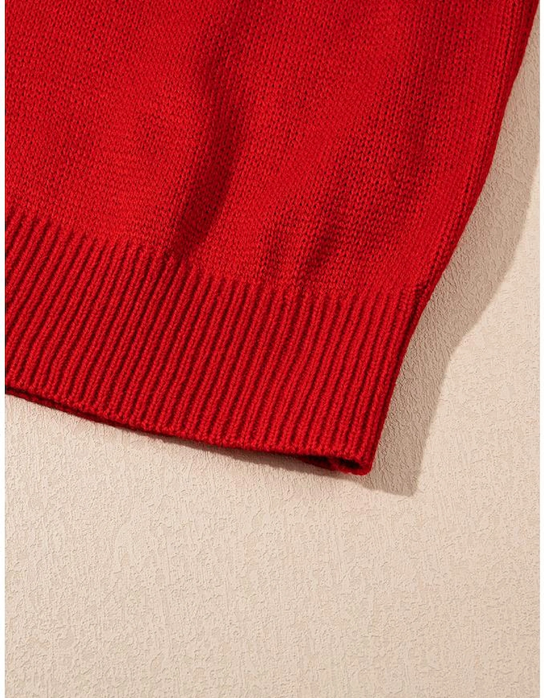 Racing Red Merry Graphic Sequin Sleeves Christmas Turtleneck Sweater