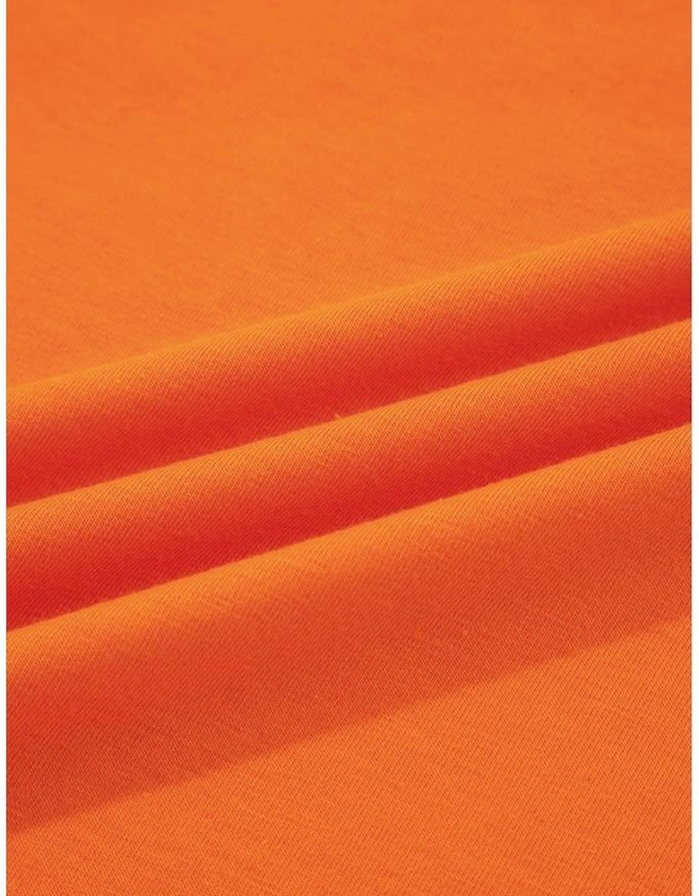 Orange Casual Plain Crew Neck Tee