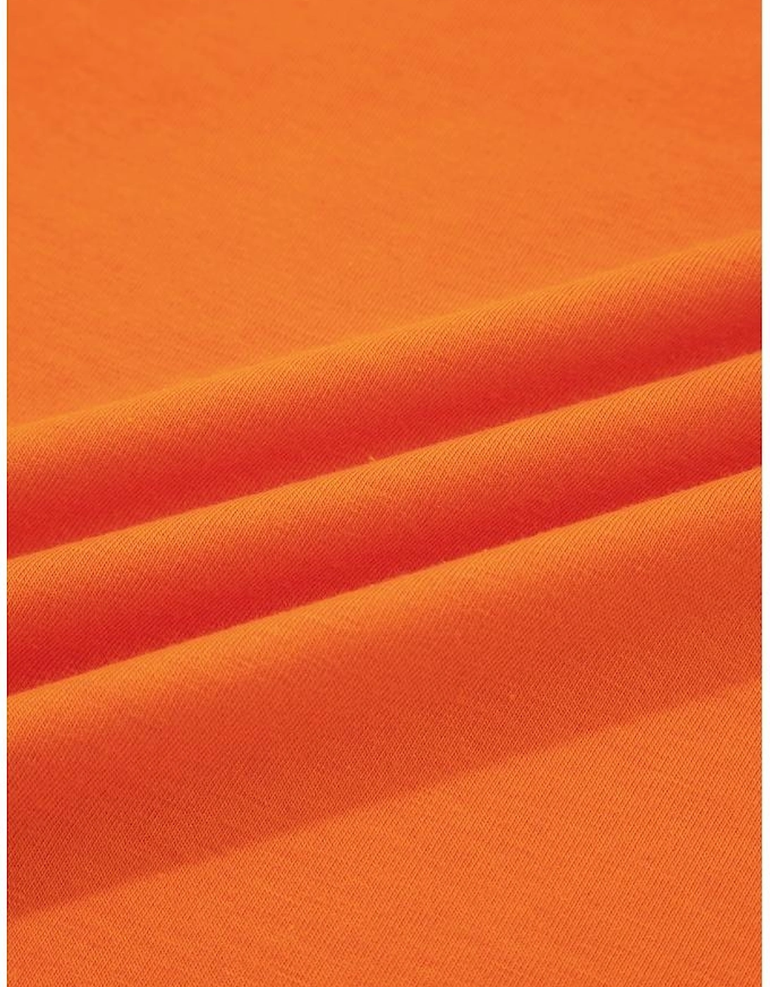Orange Casual Plain Crew Neck Tee