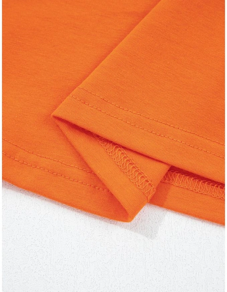 Orange Casual Plain Crew Neck Tee