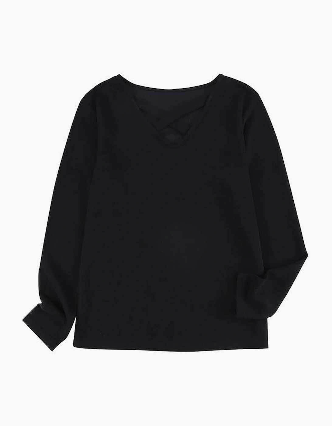 Azura Exchange Black Crisscross Neck Ribbed Knit Top
