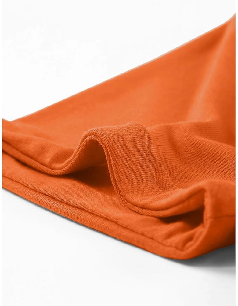 Orange Casual Plain Crew Neck Tee