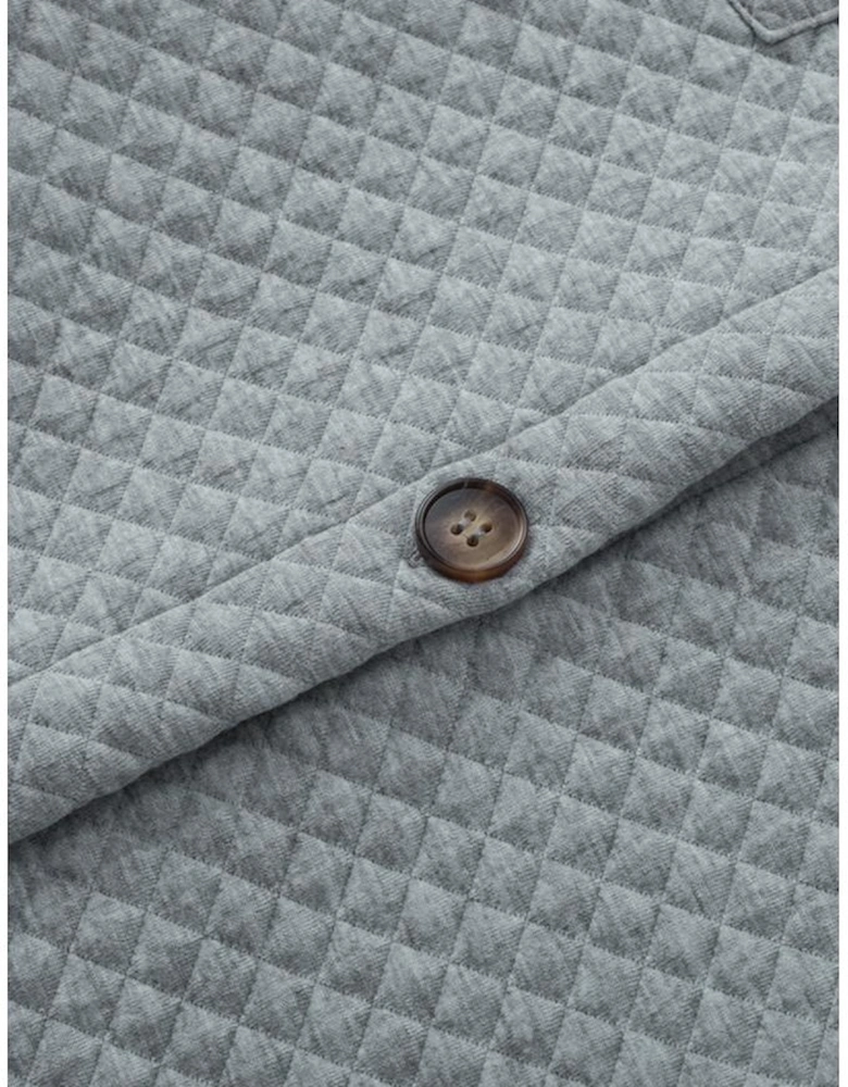 Gray Retro Quilted Flap Pocket Button Shacket