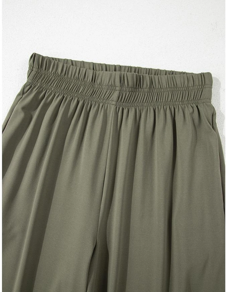 Seagrass Raw Hem Loose Tee and Wide Leg Pants Set