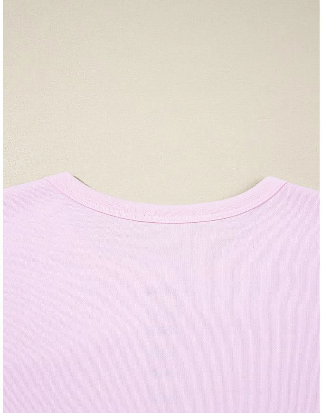 Pink Exposed Seam Color Block Striped Patchwork Loose Henley Sweatshirt