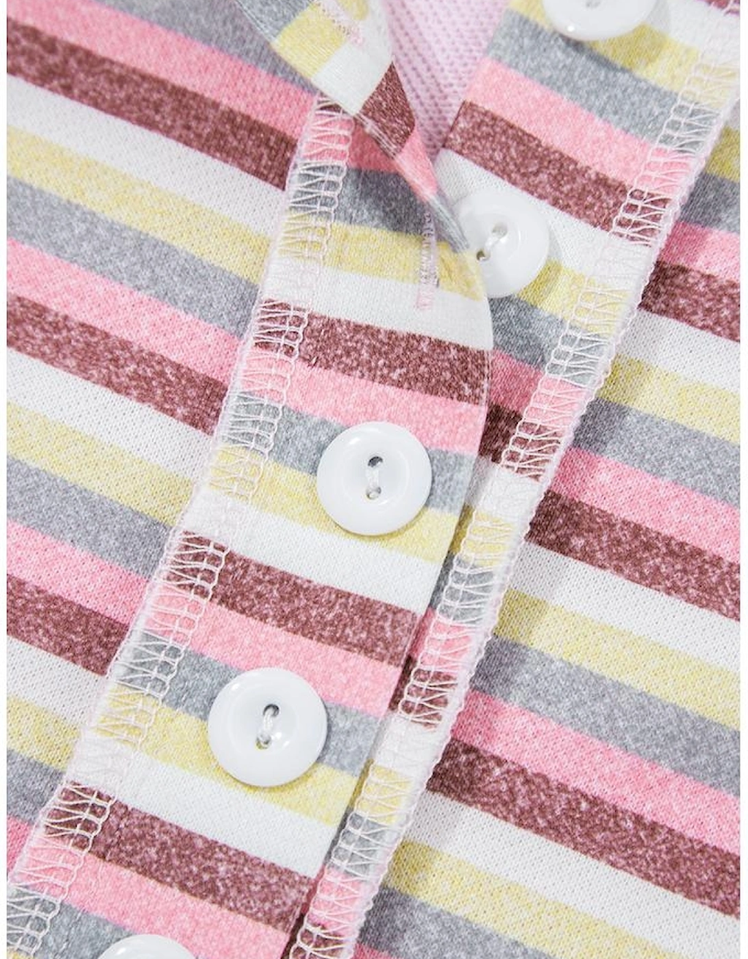 Pink Exposed Seam Color Block Striped Patchwork Loose Henley Sweatshirt