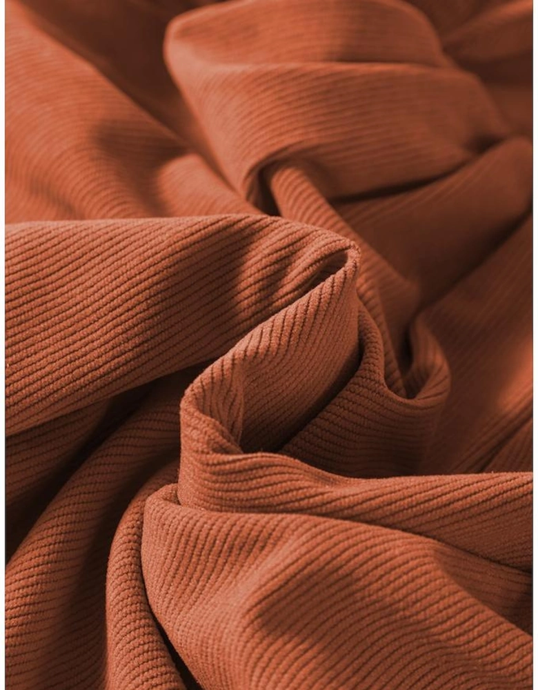 Cinnamon Bracelet Sleeve Split Neck Scallop Detail Pleated Corduroy Mini Dress