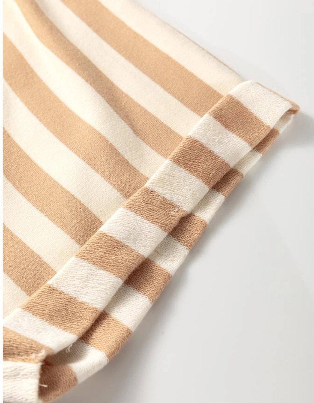 Khaki Stripe Two-in-one Collared Cap Sleeve Patchwork Loose Mini Dress