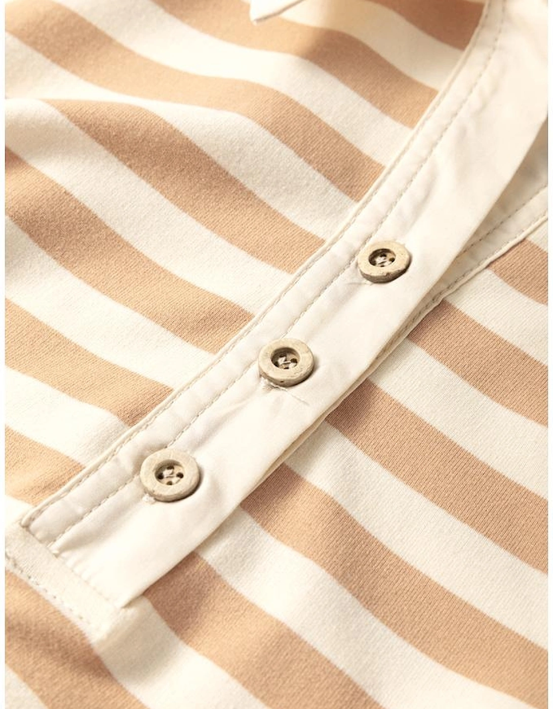 Khaki Stripe Two-in-one Collared Cap Sleeve Patchwork Loose Mini Dress