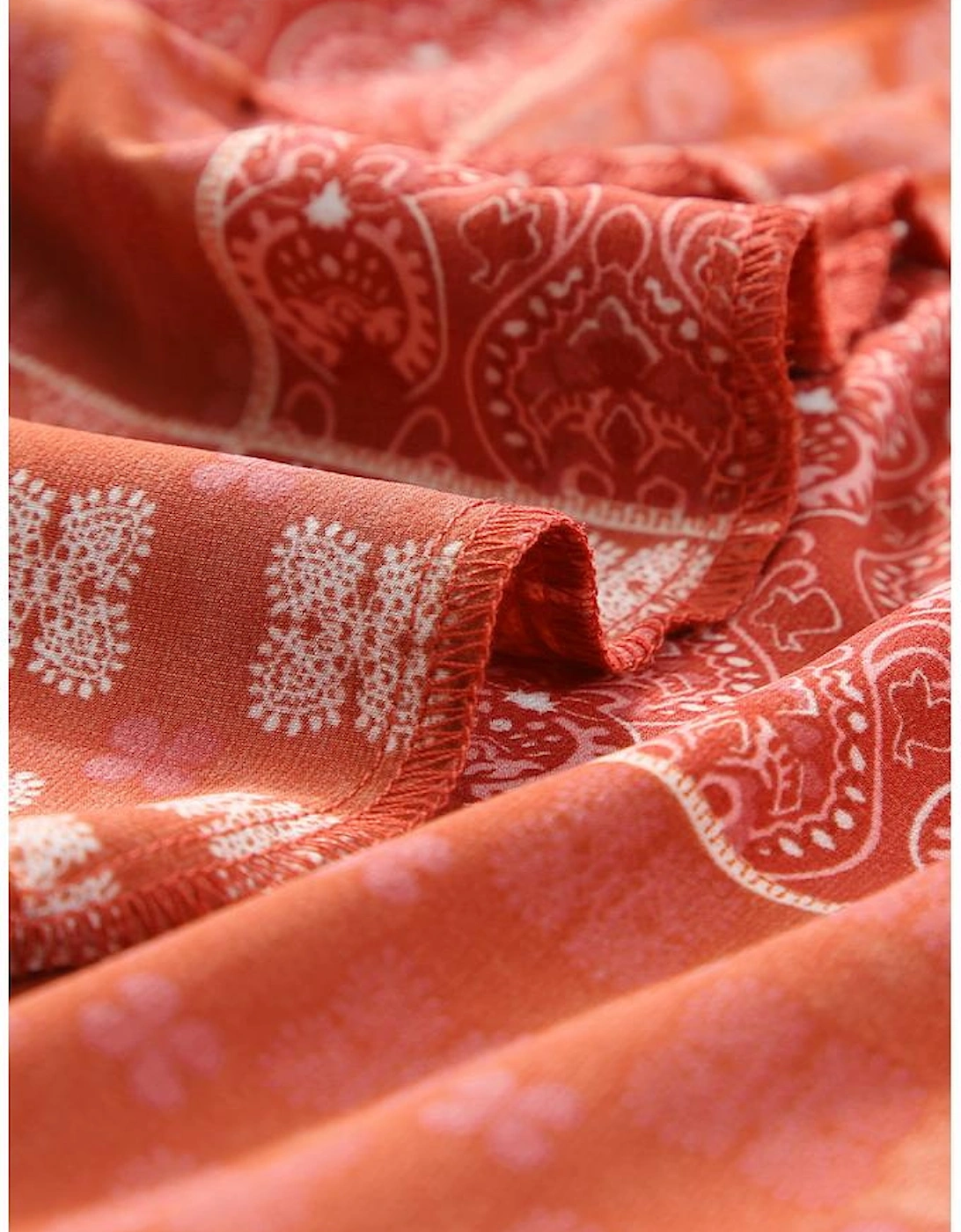 Red Bohemian Mix Print Long Flared Skirt