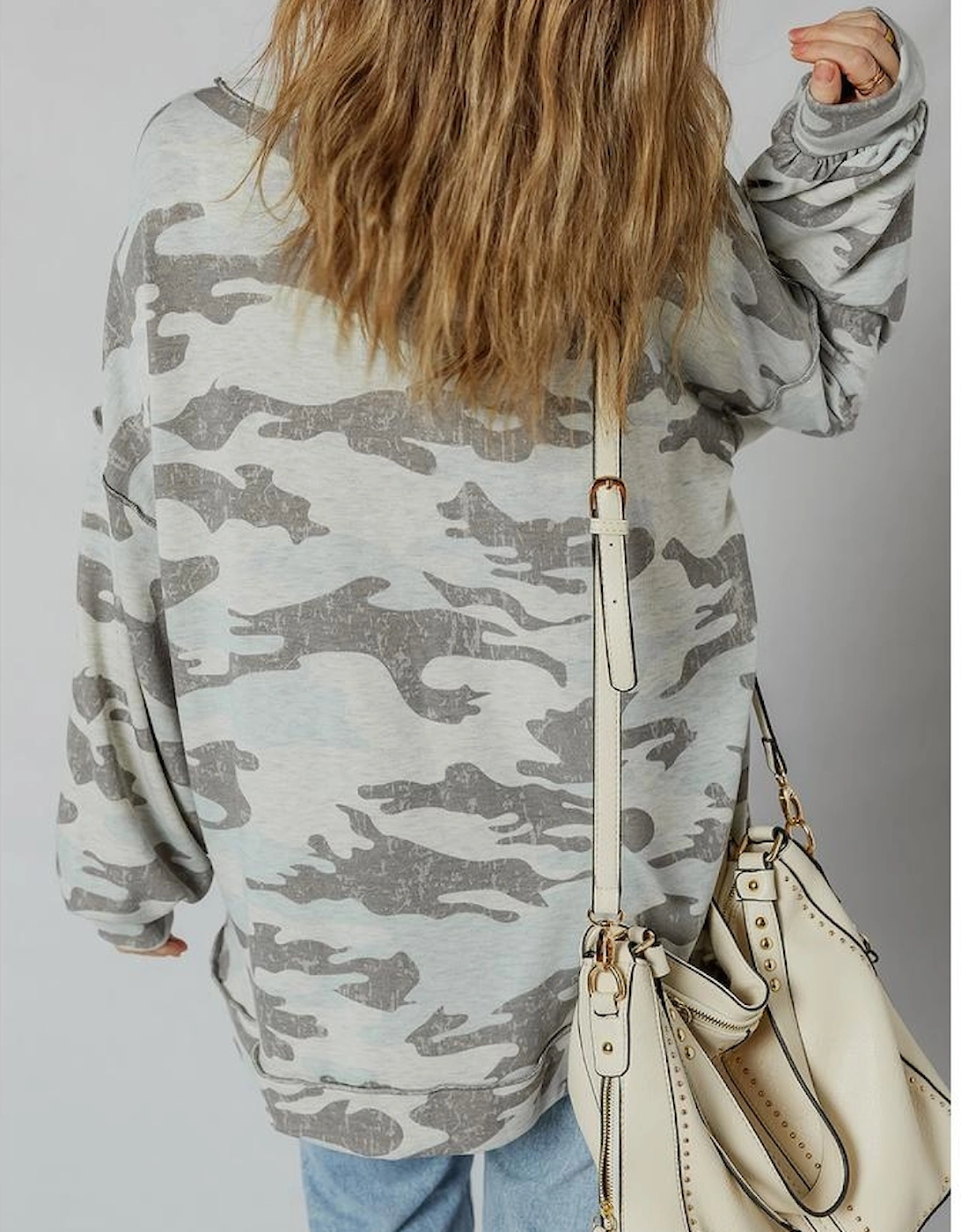 Multicolour Camouflage Print  Round Neck Plus Size Sweatshirt, 10 of 9