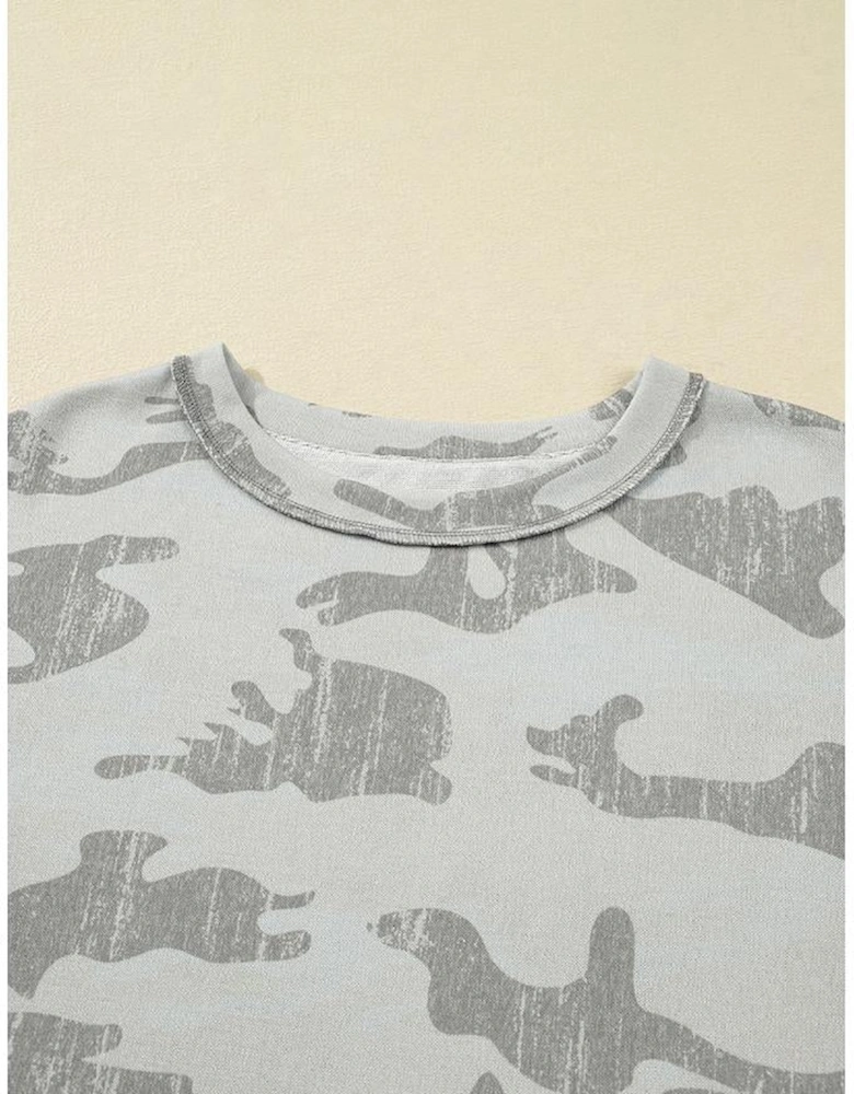 Multicolour Camouflage Print  Round Neck Plus Size Sweatshirt